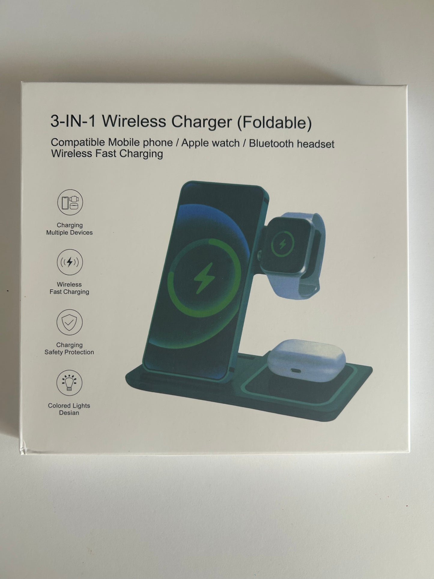🔋 Chargeur Sans Fil 3-en-1 Pliable – Station de Recharge Multifonction