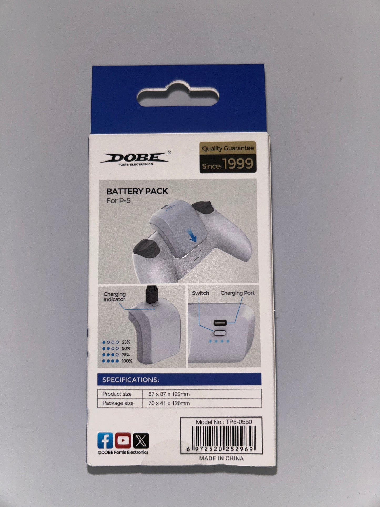 🔋 Batterie externe rechargeable pour manette PS5 – DOBE 1500mAh
